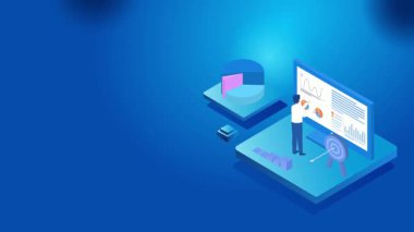 izometrik iş adamları ve bilgisayar