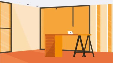 İş ekibi ofiste çalışıyor, vektör illüstrasyonu