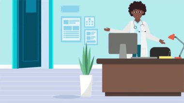 Afro-Amerikan doktor iş yerinde.
