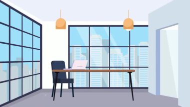 Dizüstü bilgisayar vektör illüstrasyonuyla görevdeki işadamı