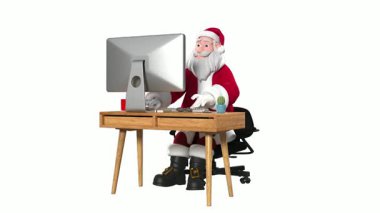 Noel Baba bilgisayar kullanarak