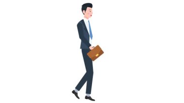 İşadamı ofiste yürüyor.