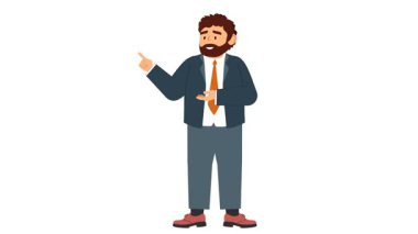 Sakallı ve kravatlı iş adamı, vektör, illüstrasyon.