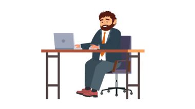 Ofiste çalışan bir iş adamı. vektör illüstrasyonu.