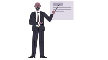 Elinde işaret olan bir iş adamı.