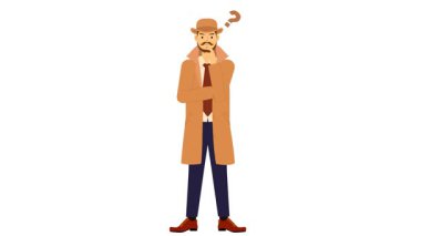 Sakallı erkek karakter ve şapka vektörü düz çizgi film çizimi