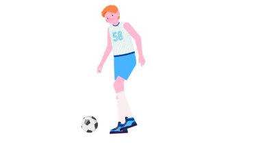 Futbolcu üniformalı ve toplu. Düz biçimdeki vektör illüstrasyonu