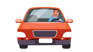 Sürücü araba sürücüsü, vektör düz çizgi film çizimi beyaz üzerine izole edildi.