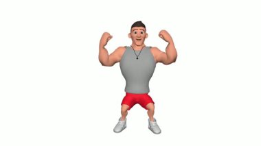 3D fitness egzersizi yapan adam - 3D illüstrasyon