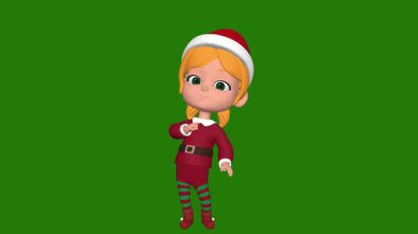 3D güzel kızı Noel Baba olarak resmetmek.