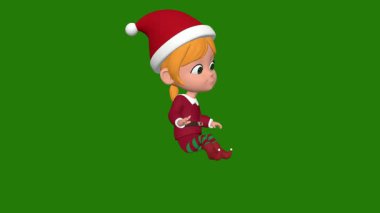 Yeşil arka planda Noel Baba. 3 boyutlu resimleme