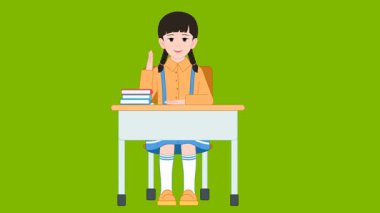 okul sınıf içinde oturan kız