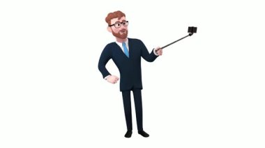 3 boyutlu illüstrasyon. Cep telefonu olan bir karikatür işadamı. izole edilmiş beyaz arkaplan