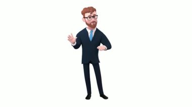 Takım elbiseli bir iş adamı. Beyaz bir arka planda izole edilmiş. 3d illüstrasyon