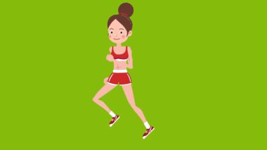 Genç bir kadın koşuyor. Spor ve spor yaşam tarzı konsepti. vektör illüstrasyonu.