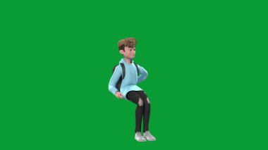 Beyaz arka planda sanal gerçeklikteki genç adam..