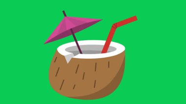 Hindistan cevizi kokteyli ikonunun vektör çizimi.