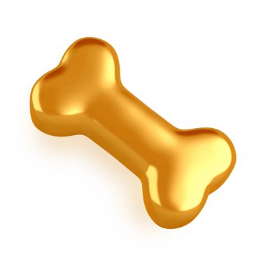 Altın köpek kemiği beyaza izole edilmiş. 3d illüstrasyon.
