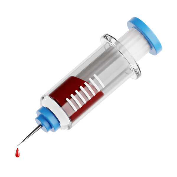 blood rhomle syringe isolated on white