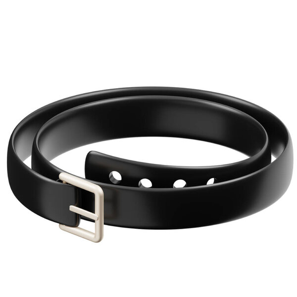 modern black belt with metal buckle. isolated on white background