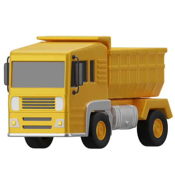 Sarı oyuncak kamyonu beyaz arkaplanda izole edildi