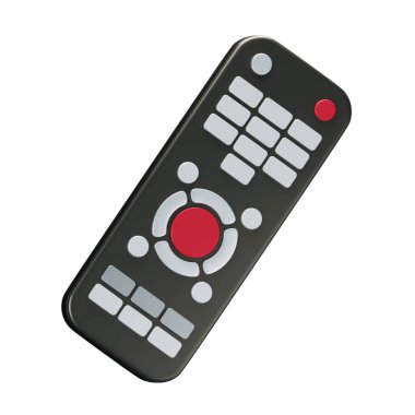 TV uzaktan kumandası. 3 boyutlu görüntüleme kırpma yolu ile beyaz arkaplanda izole edildi