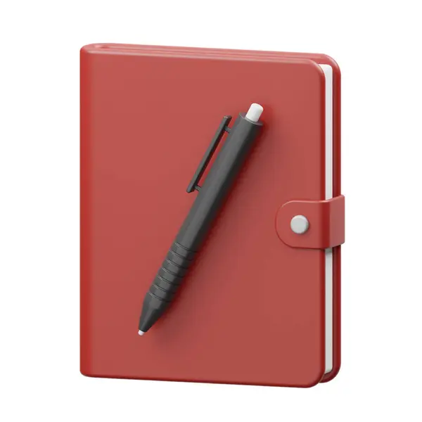 Beyaz arkaplanda kırmızı kalem ve kalemle 3 boyutlu resimleme.