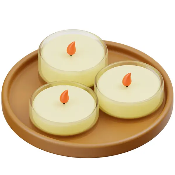 Beyaz arka planda yanan mum ve bir kase taze mum.