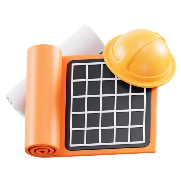 Güneş enerjisi kavramı. Güneş enerjisi bataryası beyaz arka planda izole edildi. 3 boyutlu resimleme