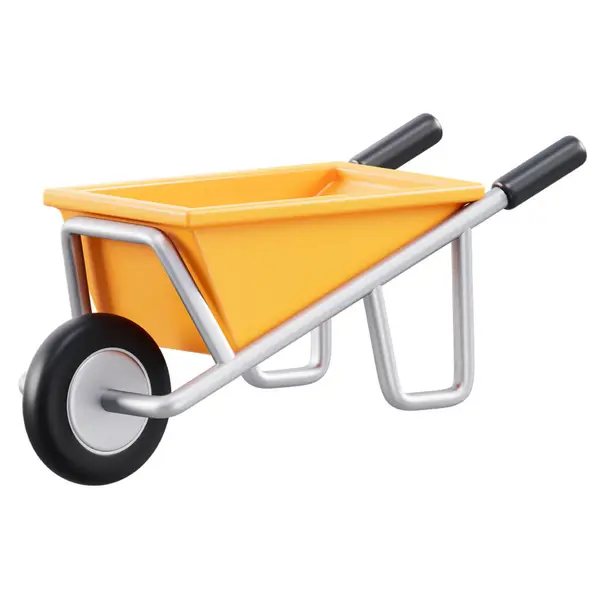 Tekerlekli el arabası. Beyaz arkaplanda 3 boyutlu görüntüleme izole edildi