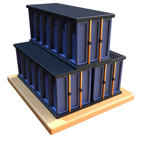 Beyaz üzerine izole edilmiş altın sütunlu mavi bina