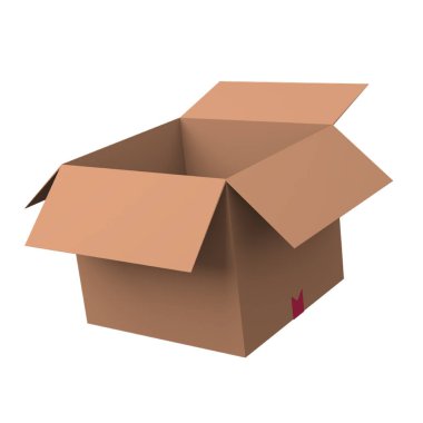 Kırmızı kurdeleli karton kutu. vektör illüstrasyonu.