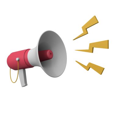 Hoparlörlü megafon. 3d illüstrasyon