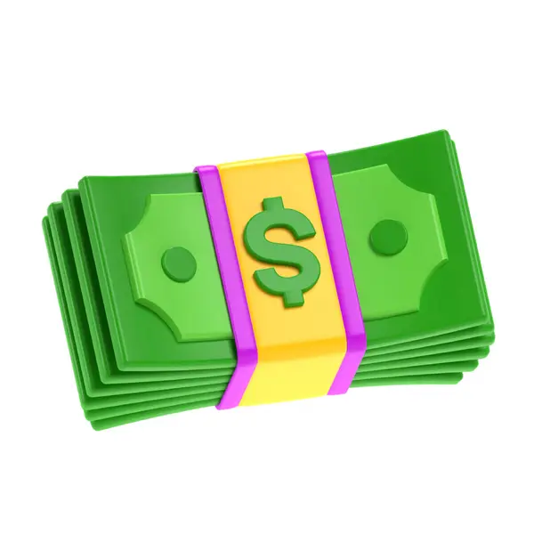 Dolar işareti. 3 boyutlu resimleme beyaza izole edildi.