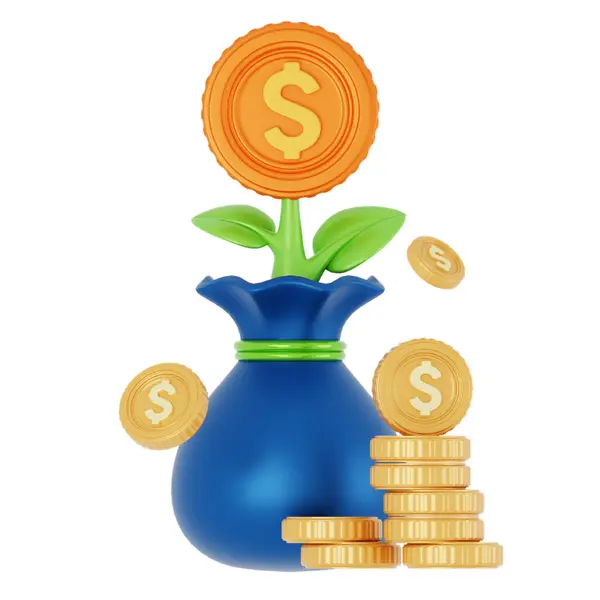 Para saksıda çiçekler ve yapraklarla.