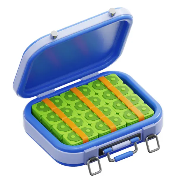 Renkli plastik tepsisi olan bir çizgi film karakterinin 3 boyutlu görüntüsü