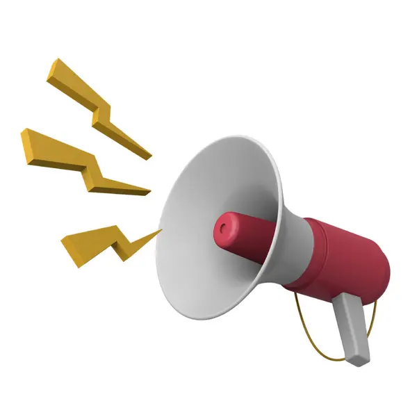 Hoparlörlü megafon 3D Illustrasyon. jpg