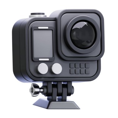 Beyaz arka planda siyah ekranlı kamera. 3 Boyutlu Hazırlama.