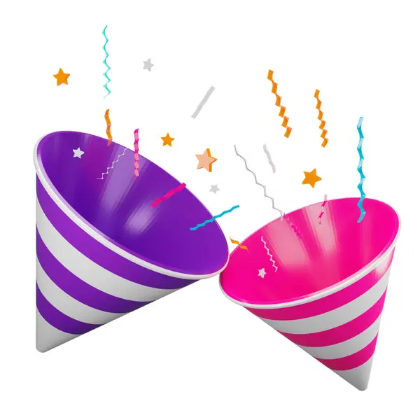 Kurdeleli ve konfetili iki parlak renkli balon