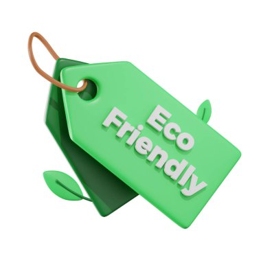 Çevre dostu 3D illüstrasyon beyaz arka planda izole