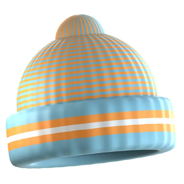 Çizgili kış şapkası beyaza izole edilmiş..