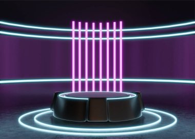 Neon ışıklı sunum için 3 boyutlu neon pembe neon podyum