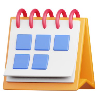 Takvimin mavi takvimli 3D görüntüsü. 3 boyutlu resimleme.