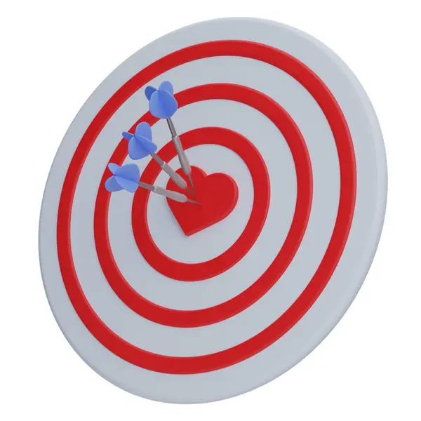 Kalbi beyaz bir arka planda izole edilmiş oklar. 3d illüstrasyon