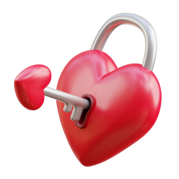 ключ в форме сердца на белом фоне