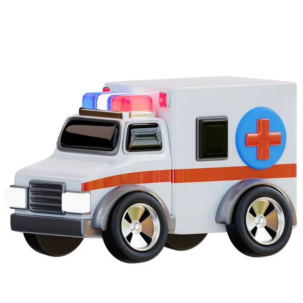 Steteskoplu ambulans oyuncağı. 3d oluşturma