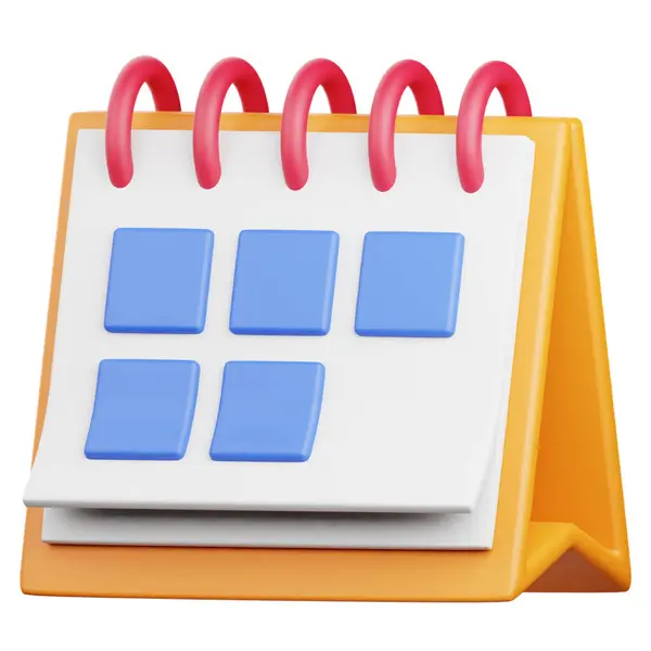 Takvimin mavi takvimli 3D görüntüsü. 3 boyutlu resimleme.