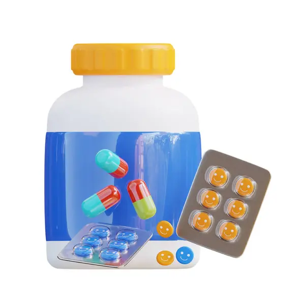 beyaz arkaplanda farklı haplar ve tabletler