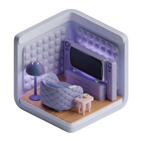 3 boyutlu modern yatak odası. Gece görüşü ve yatak odası.