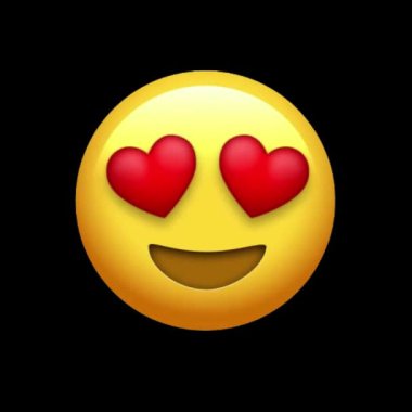 Siyah arkaplan vektör illüstrasyonunda kırmızı kalpli mutlu gülücük emojisi